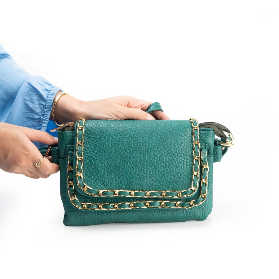 شنطة كروس جلد إيطالي مستورد لون منت جرين مقاس 15×25